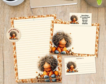 Dreaming of Autumn matching pen pal letter kit, A5 writing paper, envelopes, address labels, PDT labels, round happy mail stickers
