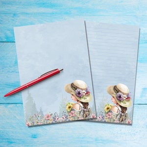 Papel para escrever cartas Bonny Flowers A5, suprimentos para amigos por correspondência, folhas de papelaria com ou sem forro, papel para cartas bonito com/sem linhas