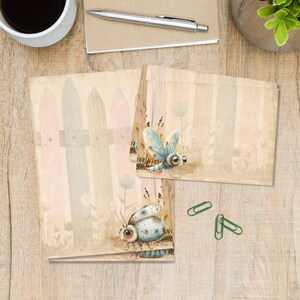 Bugs stationery set, A5 letter writing paper with matching envelopes, Snail mail pen pal supplies kit, Lined / unlined sheets