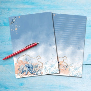 Hojas de cartas de papelería Sea Life, suministros para amigos por correspondencia, papel para escribir cartas A5, bonito papel de notas con o sin líneas para correspondencia