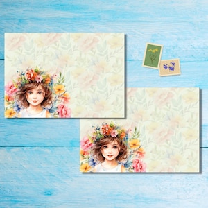 Paquete de 5 o 10 sobres con diseño de corona de flores, sobres de correo feliz para cartas a amigos por correspondencia, sobres de tamaño C6 para enviar por correo.