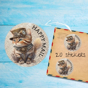 Pacchetto di adesivi Steampunk Animals, etichette per buste opache rotonde tagliate singolarmente, sigilli/adesivi per album/agende, graziosi articoli per amici di penna