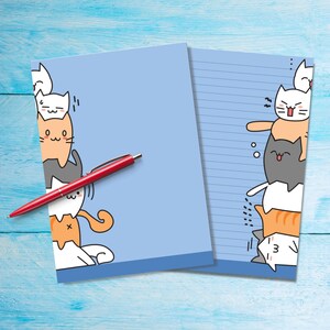 Carta da lettere A5 di gatti divertenti, forniture per amici di penna e posta ordinaria, fogli di nota singoli di cancelleria, carta da lettere carina con o senza linee
