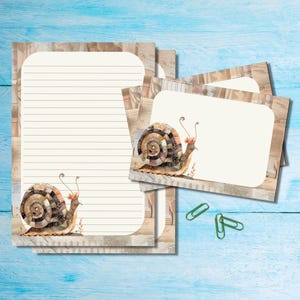 Juego de papelería Patchwork Snail, papel para escribir cartas tamaño A5 y sobres a juego, kit de suministros para amigos por correspondencia, hojas rayadas o sin rayar para correo postal