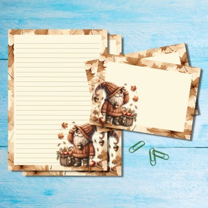 Juego de papelería Falling Leaves, papel para escribir cartas A5 con sobres a juego, bonito kit de suministros para amigos por correspondencia con hojas rayadas o sin rayar