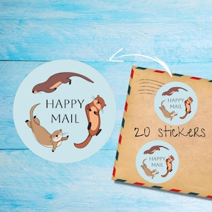 Pack d'autocollants loutres, jolies étiquettes de courrier rondes mates, mignonnes, coupées individuellement, fournitures pour correspondance pour décorer les enveloppes