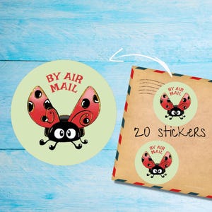Paquete de pegatinas de mariquitas, lindas etiquetas de correo feliz redondas y mate cortadas individualmente, suministros para amigos por correspondencia para decorar sobres