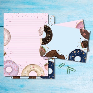 Juego de papelería para escribir cartas Donuts Border A5, bonitos suministros para amigos por correspondencia, hojas de kit Snailmail con sobres y pegatinas a juego