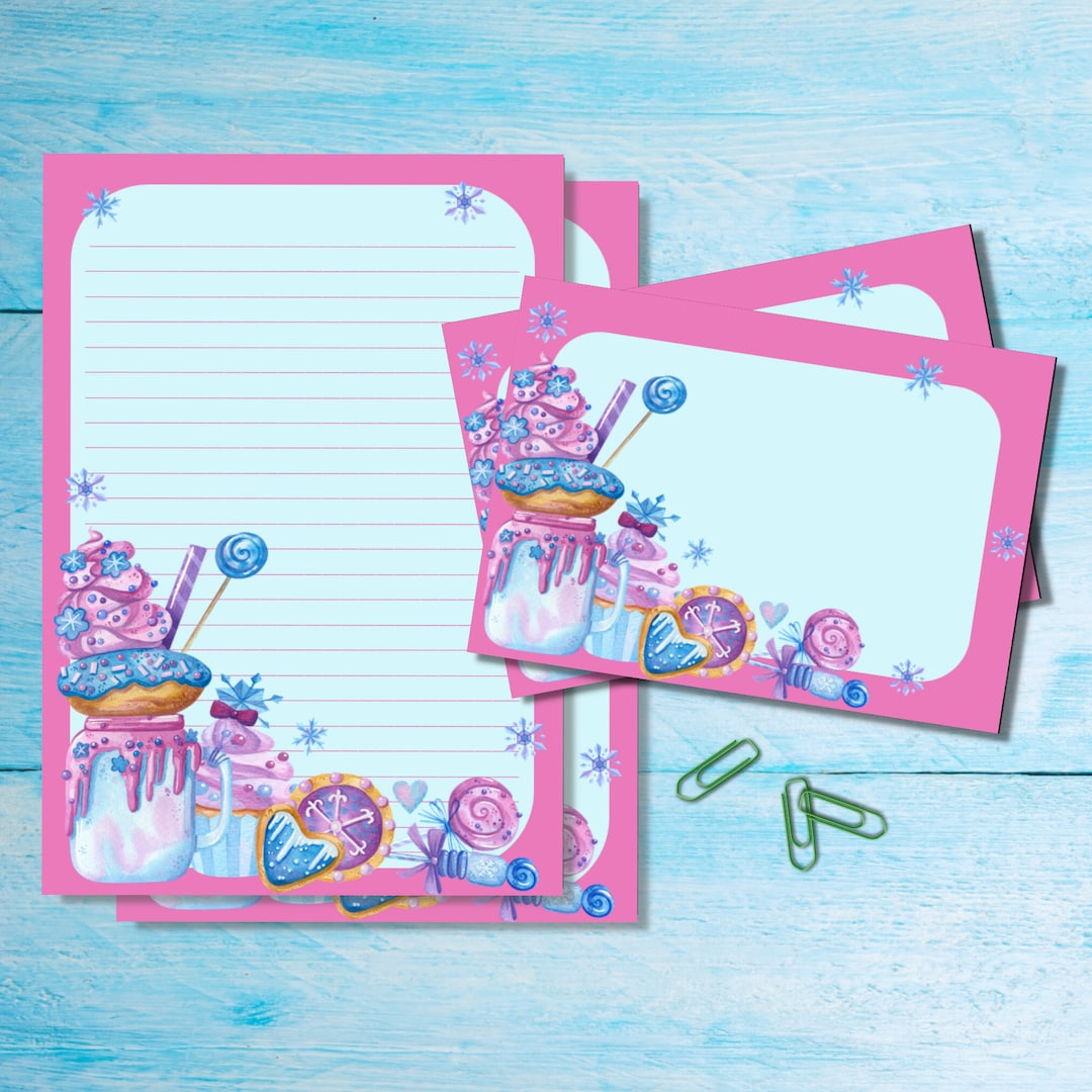 Frozen Sweets Set, A5 Writing Sheets and Matching Envelopes, Unlined or ...