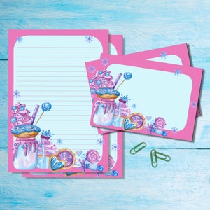 Set Frozen Sweets, fogli di carta da lettere A5 e buste abbinate, pacco di lettere con o senza righe, cancelleria per posta ordinaria, articoli per amici di penna