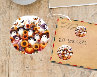 Lots of Ghosts Sticker Pack, Round Matte Die Cut Stickers for Pen Pals, Snail Mail Envelope Seals, Bullet Journal & Planner Decals