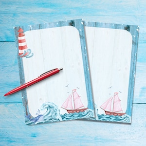 Out at Sea A5 briefschrijfpapier, penvriendbenodigdheden, Briefpapier ongevoerde briefpapiervellen, Aangepaste hoeveelheid, Schattig schrijfpapier