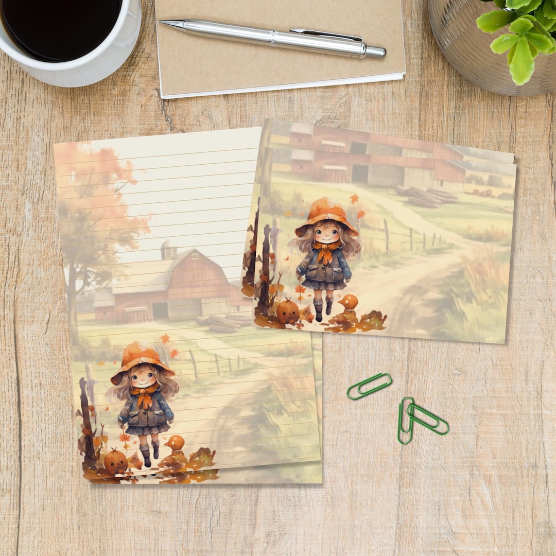 Autumn Stroll Stationery Set, A5 Letter Writing Paper With Matching ...