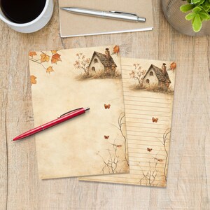 Cottage A5 letter writing paper, Pen pal supplies, Stationery lined or unlined sheets, Cute notepaper with or without lines