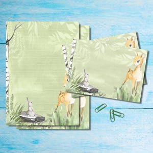 Juego de papelería para escribir cartas de Forest Meeting, tamaño A5, suministros para amigos por correspondencia, kit para correo postal, hojas rayadas o sin rayar con sobres y pegatinas a juego