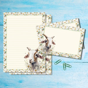 Set di cancelleria Daisy Goat formato A5, graziosi articoli per amici di penna, kit per posta ordinaria, fogli a righe/non a righe con buste e adesivi coordinati.