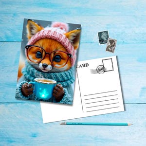 Postal Keep Warm Fox, tamaño A6, postal bellamente ilustrada para cruzar el poste, postal con impresión artística individual para enmarcar