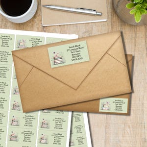 Etichette per l'indirizzo di ritorno Butterfly Books, 24 o 40 etichette autoadesive per foglio, adesivi rettangolari Pen pal per buste di posta felice