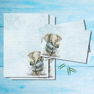 Juego de papelería para escribir cartas Little Elephant A5, bonito paquete de suministros para amigos por correspondencia, kit de correo postal con hojas A5, sobres y pegatinas a juego