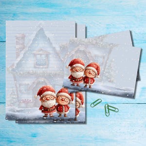 Juego de papelería para Sr. y Sra. Claus, papel para escribir cartas A5 con sobres a juego, kit de suministros para correo postal con amigos por correspondencia, hojas rayadas o sin rayar