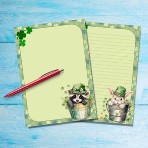 Carta da lettere A5 di St Patrick Animals, fogli di lettere di cancelleria carini, forniture Penpal, carta da lettere con o senza righe per posta ordinaria