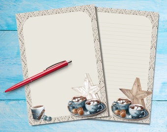 beautiful paper for writing Cozy Winter A5 letter writing paper, Pen pal supplies, Stationery lined or unlined single note sheets, Cute notepaper with /without lines
