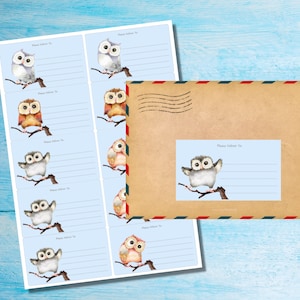 Etichette autoadesive Buho Owls, da consegnare a... etichette, 10 etichette per foglio, adesivi rettangolari da 99,1 x 57,0 mm con angoli arrotondati