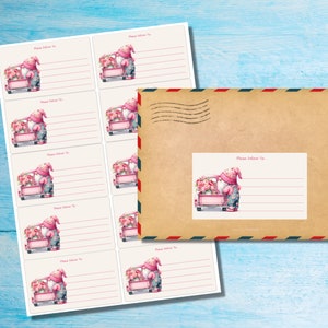 Autoadesivo Rose Chic Gnome, consegnare a... etichette, 10 etichette per foglio, adesivi rettangolari 99,1 x 57,0 mm con angoli arrotondati