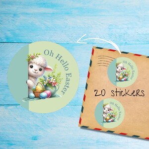 Paquete de pegatinas de Oh, hola Pascua, lindas etiquetas de correo feliz redondas mate cortadas individualmente, suministros para amigos por correspondencia para decorar sobres