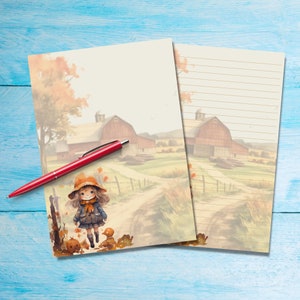 Autumn Stroll Briefpapier van A5-formaat, Penvriendje briefpapier, gelinieerd of ongevoerd schattig briefpapier briefvellen, papier voor penvrienden