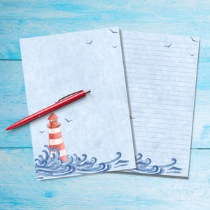 Papel para escribir cartas tamaño A5 Lighthouse, suministros para amigos por correspondencia, hojas sueltas de papelería con o sin líneas, lindo papel de notas pastel con o sin líneas