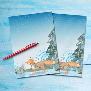 Papel para escrever cartas Icy Fox A5, suprimentos de papelaria Penpal, folhas de papel para cartas fofas forradas ou sem forro, papel para correspondência