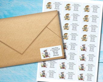 April Showers self adhesive return address labels, 24 labels per sheet, 63.5 x 33.9 mm rectangular stickers with rounded corners