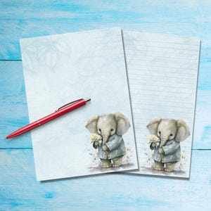 Papel de escribir con diseño de elefante pequeño, suministros para amigos por correspondencia, hojas para escribir cartas tamaño A5, papel de notas con o sin líneas, papel de escribir bonito