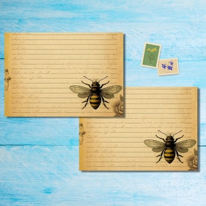 Paquete de 5 o 10 sobres Vintage Bees, suministros para amigos por correspondencia, cierre despegable y sellado, sobre de correo feliz decorado, sobres de tamaño C6 para envío por correo.