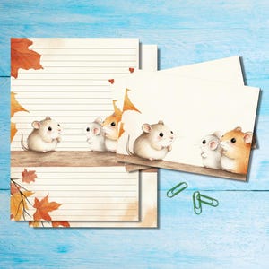 Conjunto de papelaria para reunião de outono, papel para escrever cartas A5 com envelopes combinando, kit de suprimentos para amigos por correspondência, folhas pautadas/sem pauta