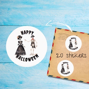 Confezione di adesivi Spooky Couple, graziose etichette postali rotonde opache e tagliate singolarmente, articoli per amici di penna per decorare buste