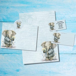 Kit de cartas a juego para amigos por correspondencia de Little Elephant, papel de escribir A5, sobres, etiquetas de dirección, etiquetas PDT y pegatinas redondas de correo feliz