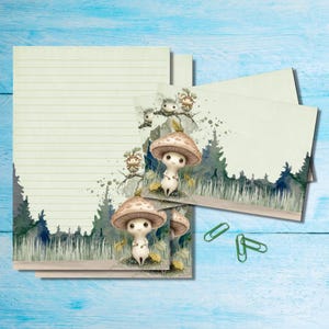 Conjunto de papelaria Forest Friends, papel para escrever cartas A5 com envelopes combinando, kit de suprimentos para amigos por correspondência, folhas pautadas/sem pauta