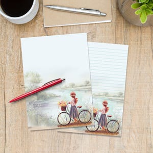 Carta da lettere A5 con vista sulla bicicletta, graziosi fogli di cancelleria, materiale per amici di penna, carta da lettere con o senza righe per lettere postali