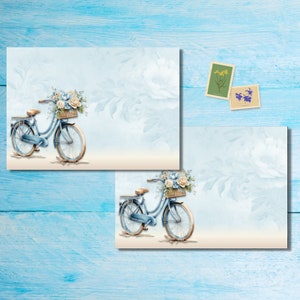 Buste Blue Bicycle confezione da 5 o 10, buste Happy Mail per lettere di amici di penna, buste postali formato C6