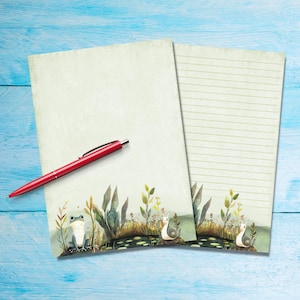Papel para escribir alrededor del estanque, suministros para amigos por correspondencia, hojas para escribir cartas tamaño A5, papel para notas con o sin líneas, papel para escribir bonito