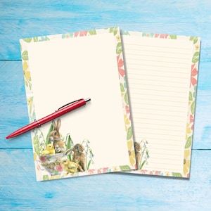 Papel para escribir cartas de Pascua en acuarela tamaño A5, suministros de papelería para amigos por correspondencia, hojas sueltas rayadas o sin rayar, bonito papel para notas con o sin líneas