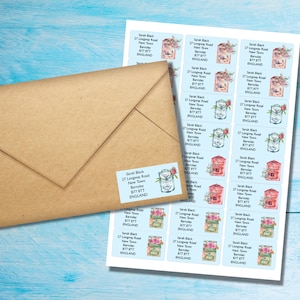 Boîtes aux lettres étiquettes d'adresse de retour autocollantes, 24 étiquettes par feuille, autocollants rectangulaires 63,5 x 33,9 mm avec coins arrondis image 1