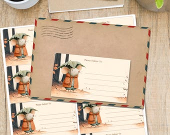 Waiting for the Rain self adhesive please deliver to.. labels, 10 rectangular stickers per sheet
