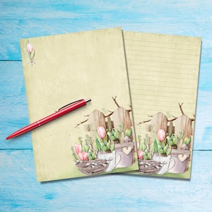 Papel para escrever cartas Spring Bulbs A5, suprimentos para amigos por correspondência, folhas de papelaria, papel para cartas com ou sem linhas, papel bonito para escrever