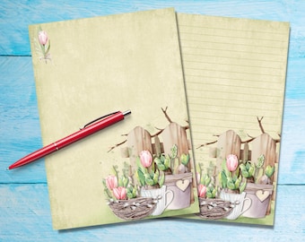 Spring Bulbs A5 letter writing paper, Pen pal supplies, Stationery letter sheets, Notepaper with or without lines, Cute writing paper