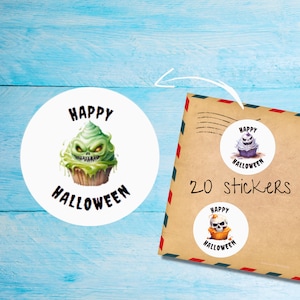 Confezione di adesivi Spooky Cupcakes, graziose etichette postali rotonde opache e tagliate singolarmente, articoli per amici di penna per decorare buste