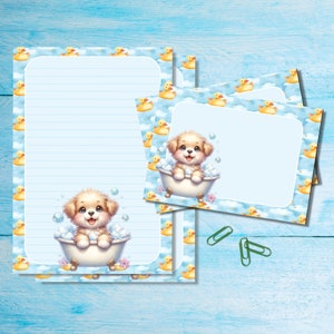 Conjunto de papelaria para a hora do banho, papel de carta A5 com envelopes combinando, kit de suprimentos para amigos por correspondência, folhas pautadas/sem pauta