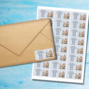 Feeding the birds self adhesive return address labels, 24 labels per sheet, 63.5 x 33.9 mm rectangular stickers with rounded corners